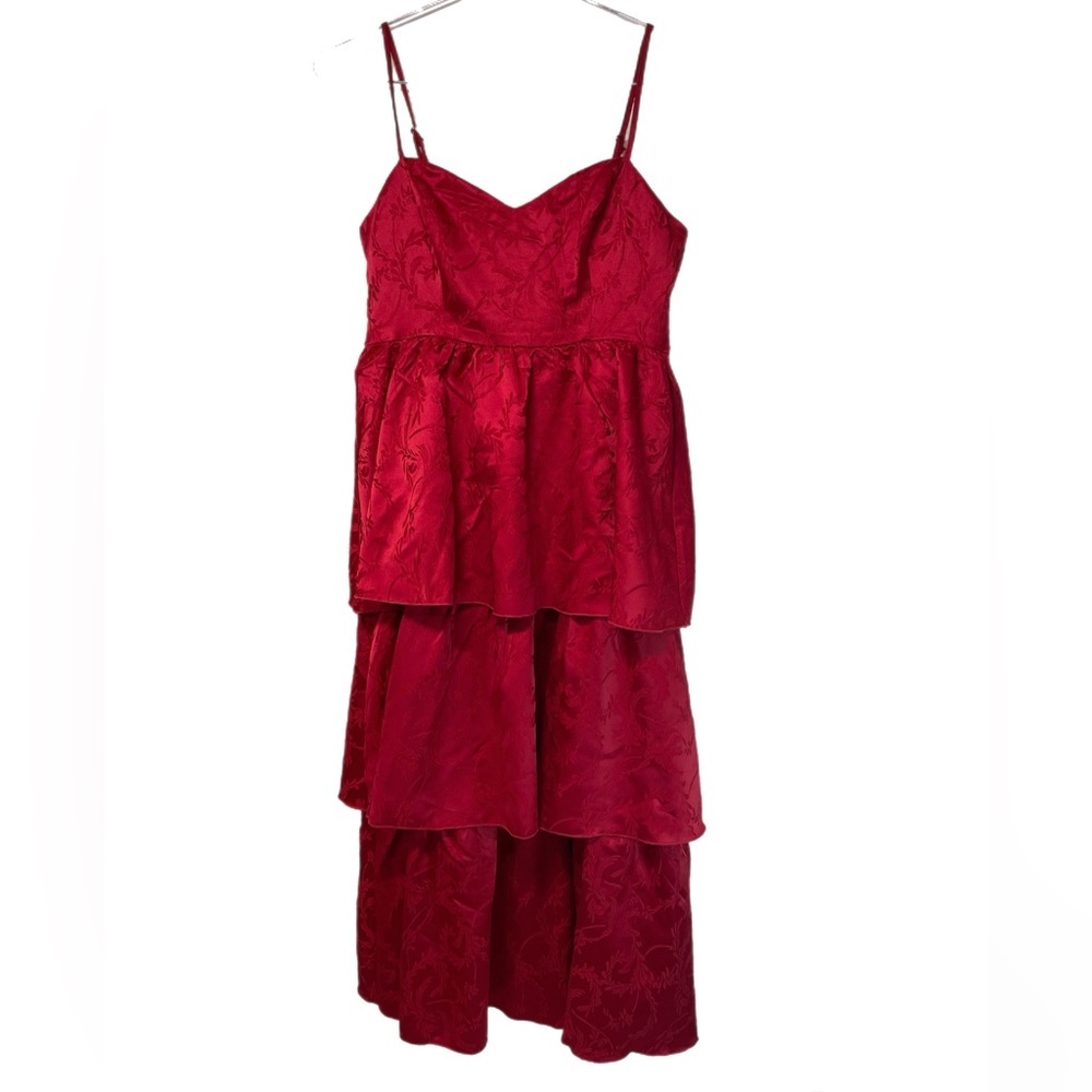 NWT Baltic Born Violetta Embossed Tiered Dress in deep Red​ - Picture 3 of 14